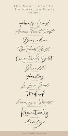 some type of calligraphy that is in different font styles and colors, including black ink