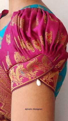 Manche, Cut Sleeves Blouse Designs Latest, Bell Sleeves Design, Indian Party Wear Gowns, Blouse Sleeves Design, Ruffle Blouse Designs, Monochromatic Painting, Party Wear Gowns