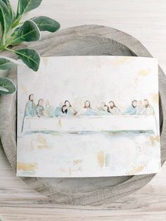 a card with the last supper on it