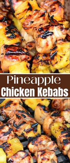 grilled pineapple chicken kebabs on the grill