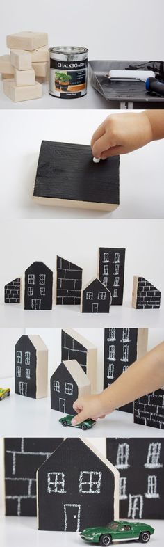 the instructions to make a house out of wood and paper are shown in three different ways