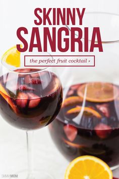 the cover of skinnyy sangria, featuring two glasses of wine and orange slices