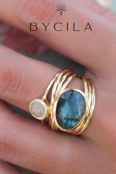 D E T A I L S — METAL: Gold Plated 18k: Gold plated jewelry has a layer of gold covering a base metal. — Stone: Labradorite and Moonstone. 💎 The gemstones are LABRADORITE & MOONSTONE 💎 The natural gemstone can vary in color, shape or size. Posey Rings, Unique Womens Wedding Rings, Labradorite Ring, Plated Jewelry, Jewelry Inspo, Gold Pendant Necklace, Wedding Rings For Women, Gold Plated Jewelry, Jewelry Plate