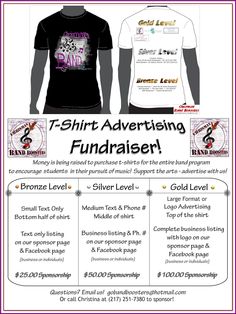 a flyer for the fundraiser event with an image of two men's t - shirts