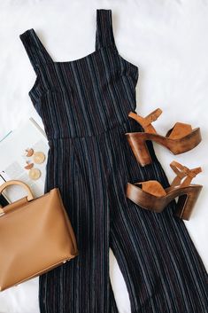 #lovelulus Pinstripe Jumpsuit, Backless Jumpsuit, Jumpsuits And Romper, Stil Inspiration, Outfit Goals, Look Chic, Outfits Casuales, Platform Heels