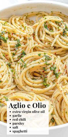 Garlic and oil pasta (spaghetti aglio e olio, or spaghetti aglio olio e peperoncino) is an Italian pasta recipe that originated in southern Italy, most probably around the Naples area, and is now famous all over the world for its simplicity and taste. Garlic Aioli Pasta, Pasta And Garlic And Oil, Fettuccine Aglio E Olio, Spaghetti Alio Olio Garlic Pasta, Spaghetti Olive Oil Recipes, Pasta Recipes Farfalle, Ali Olio Pasta, Pasta Recipes With Olive Oil And Garlic, Agio Olio Pasta Recipe