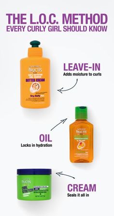 The LOC method is one of our favorite curly hair hacks! Here's what this simple 3 step routine stands for: 1. LEAVE-IN: Garnier Fructis Curl Nourish Butter Cream is formulated for curly hair to provide nourishment & moisture to dry curls. 2. Oil: Sleek & Shine Moroccan Oil provides shine and locks in moisture to each hair cuticle. 3. Cream: Curl Stretch Loosening Pudding has strong hold and is perfect to define curls and keep them in place without weigh-down Curly Hair Cream Curls, Hair Cream For Curly Hair, Curl Cream For Curly Hair, Curly Hair Hacks, Hair Care Ideas, Define Curls, Loc Method, Books And Tea, Hair Cuticle