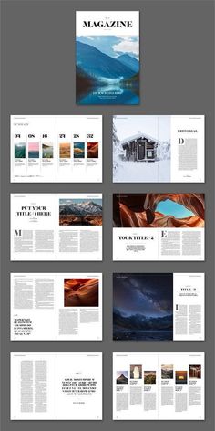 an image of the inside pages of a magazine or brochure with mountains in the background