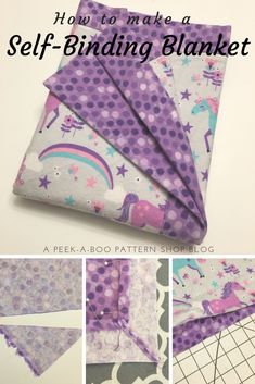 how to make a self - binding blanket with free pattern and instructions for making it