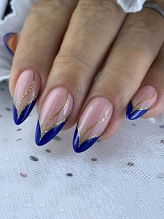 Multicolor  Collar    Color Nails Embellished   Beauty Tools Blue Prom Nails, Manikur Kuku, Graduation Nails, Fancy Nails Designs, Blue Acrylic Nails, Nails Idea, Nails Spa, Nails Blue