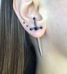 Drezden Goth Gothic Sword Earrings Dagger Earrings, Cool Piercings, Edgy Jewelry, Front Back Earrings, Punk Gothic