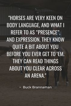 horses are very keen on body language and what i refer to as presence and expression they know