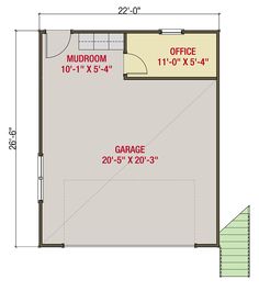 the garage floor plan is shown with measurements