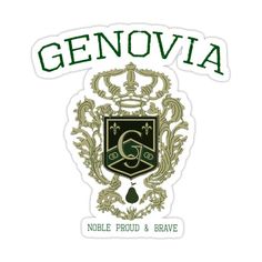 the logo for genovia noble proud and brave sticker on a white background