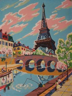 a greeting card with the eiffel tower in paris on it's side