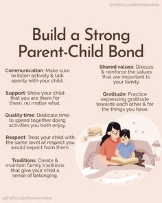 a poster with instructions on how to build a strong parent - child bond