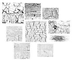 six black and white images of different textures