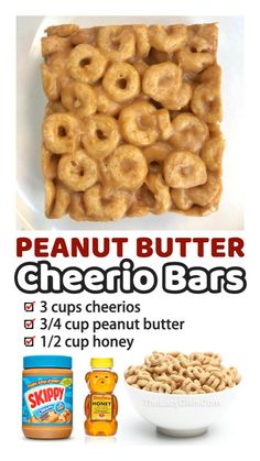 an advertisement for peanut butter cheeto bars on a plate