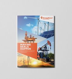 a brochure for an energy company with windmills in the background