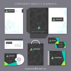 corporate identity design templates with business cards and stationery