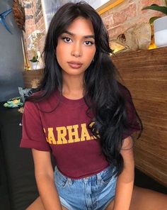 Long Layered Hair, Mishti Rahman, Long Hair With Bangs, Trending Haircuts, Curtain Bangs, Hair Color For Black Hair, Long Hair Cuts