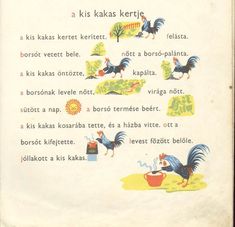 an old children's book with pictures of roosters