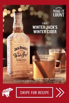 an advertisement for jack daniels winter cider