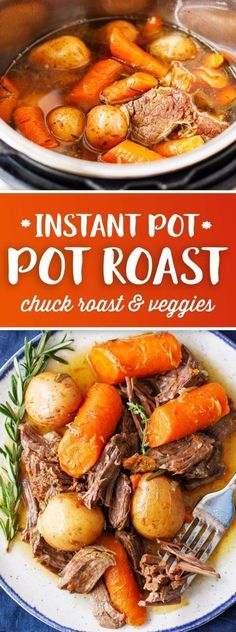 instant pot roast with carrots, potatoes and meat