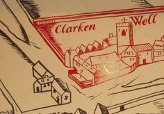 a drawing of a town on the wall