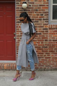 Mode Edgy, Stile Casual Chic, Gaun Fashion, Blouse Models, Long Top, Looks Chic, Mode Inspo