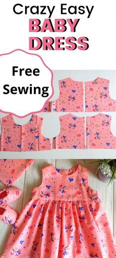 the instructions for how to sew a baby dress with an easy sewing pattern on it