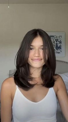 Mid Length Hair With Layers Face Framing, Long Layers Lob Haircut, Long Brown Haircut Straight, Medium Length Haircut Brunette Layers, Coller Bone Haircuts, Saved Not Soft, Brunette Shoulder Length Hair Layers, Thick Short Hair With Layers, Short Mid Length Hair With Layers