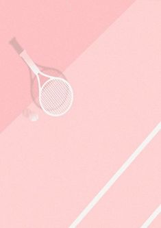 a tennis racquet laying on top of a pink floor