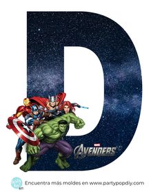 the letter d is made up of avengers characters