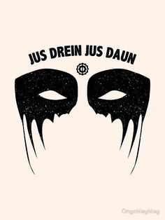 two black masks with the words, us dren us daun