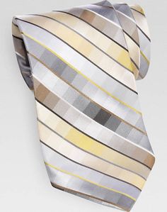 Calvin Klein Yellow Stripe Tonal Check Narrow Extra Long Tie - Extra Long Ties | Men's Wearhouse Men's Accessories, Calvin Klein, Tuxedo Vest, Tie Men's, Yellow Stripes, Big & Tall, Extra Long