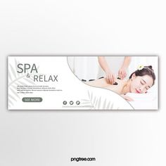 a banner for spa and relax with a woman getting her back massage on the back