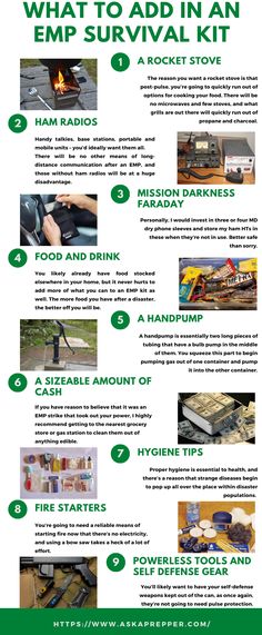 an info sheet describing what to add in an emp survival kit and how to use it