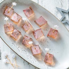 some food is on a white plate with stars