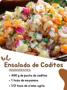 a poster with an image of a salad in the center and text below it that reads ensalada de cojits