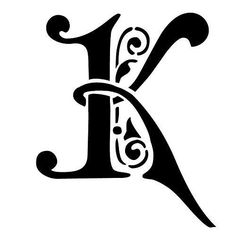 the letter k is made up of letters with swirls and scrolls on each letter