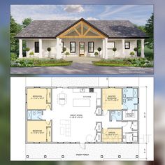 the floor plan for this two story house is shown in blueprints and has three windows