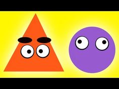 an orange and purple triangle with eyes on it