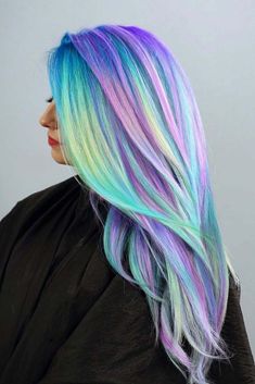 Exotic Hair Color, Bright Blue Hair, Blue Hair Highlights, Unicorn Hair Color, Holographic Hair, Exotic Hairstyles, Mermaid Hair Color, Vivid Hair Color, Rainbow Hair Color