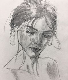 a pencil drawing of a woman's face