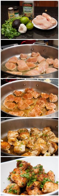 several different types of food being prepared in pans