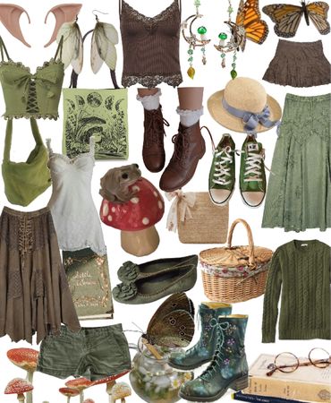 green witch/cottage core Outfit | ShopLook Kawaii, Cottage Core Green Outfit, Goblin Cottage Core, Green Witch Clothing Aesthetic, Cottage Core Green Dress, Green Cottage Core Outfit, Alt Cottage Core Outfits, Jade Core Outfits, Which Core Outfits