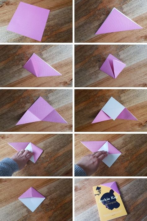 DIY Origami bookmark - Craft with Cartwright Bookmarks Diy Paper, Origami Bookmark Tutorial, Diy Paper Bookmarks, Diy Corner Bookmarks, Bookmark Origami, Origami Bookmark Corner, Simple Paper Craft, Bookmark Corner, Bookmark Tutorial