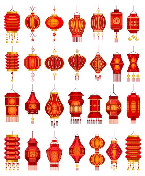 Premium Vector | Chinese lantern cartoon set icon. illustration asian lamp on white background. cartoon set icon chinese lantern. Chinese Lantern Illustration, Chinese Lantern Drawing, Chinese Packaging Design, Asian Lamp, Upgrade Home, Lantern Drawing, Chinese Lamps, Chinese Lamp, Lantern Illustration