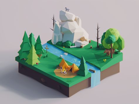 Low Poly Words: Forest by Pavel Novák on Dribbble Low Poly Character Models, Rattus Rattus, Low Poly Character, Low Poly Games, Isometric Art, Isometric Design, Image 3d, Low Poly Art, Isometric Illustration